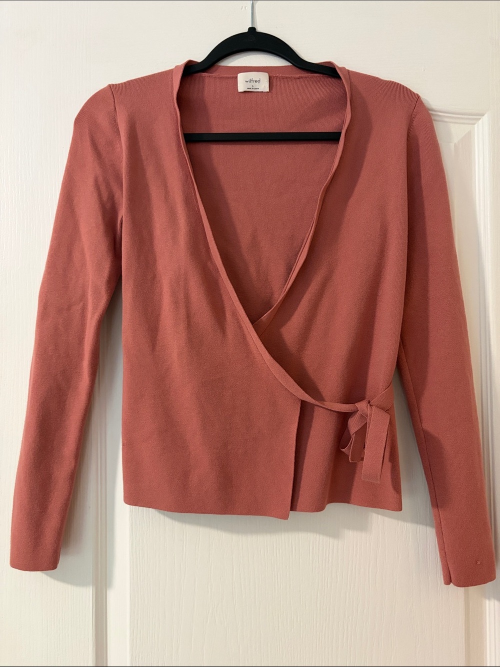 Wilfred Aritzia Vivian Sweater Rose Wrap-Front Knit Cardigan